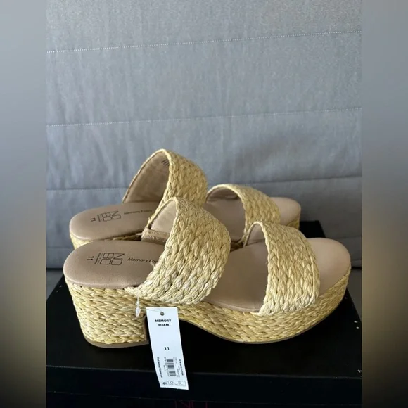No Boundaries Women's Beige Woven Platform Sandals Size 11 - Picture 3 of 11